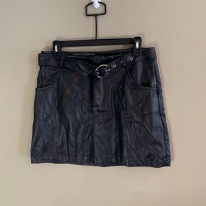 New Look Black Leather Mini Skirt Chic Essential
